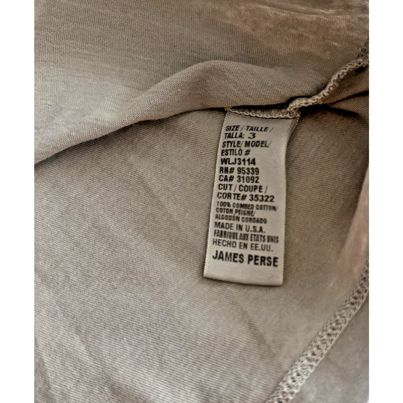 NWT JamesPerse 100% Cotton Crewneck Tee Sz3(L) Taupe Gray Minimalist Capsule - Picture 7 of 8